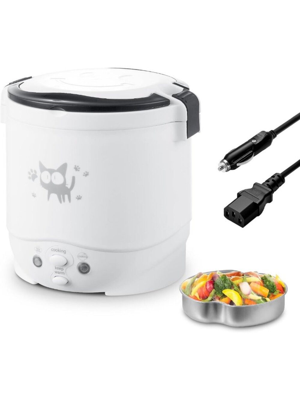 Compact 12V Mini Rice Cooker & Steamer for Car, 1L Portable Kitchen Gadget